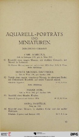 Aquarell-Porträts und Miniaturen (Nr. 81-97)