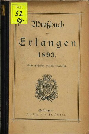 Adreßbuch von Erlangen. 1893