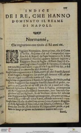 Indice dei Re, che hanno dominato il Reame di Napoli