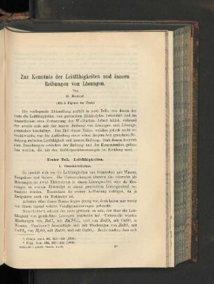 Zur Kenntnis der Leitfähigkeiten und innern Reibungen von Lösungen.