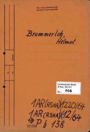 Personenheft Helmut Brummerloh (*27.10.1914), SS-Obersturmführer