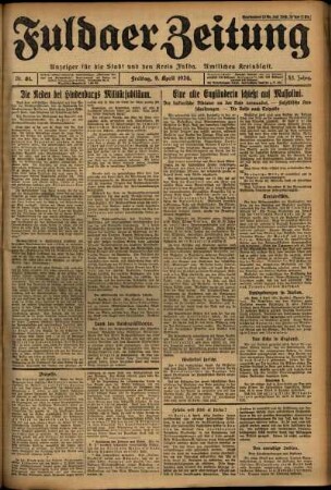 Ausgabe vom Freitag, den 09. April 1926.