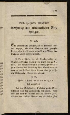 171-192, Siebenzehnter Abschnitt. Rechnung mit arithmetischen Gleichungen, § 208 - 213