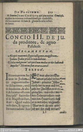 Concio III. De Iuda proditore, & agno Paschali