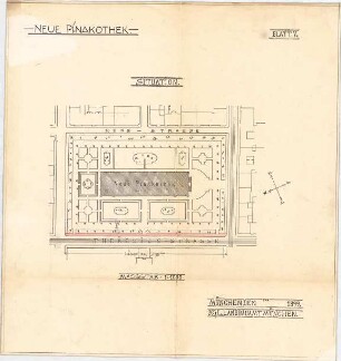 Voit, August von; München; Neue Pinakothek - Lageplan