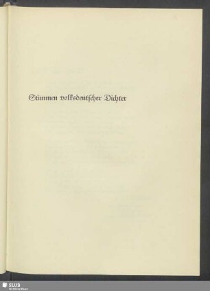 Stimmen volksdeutscher Dichter