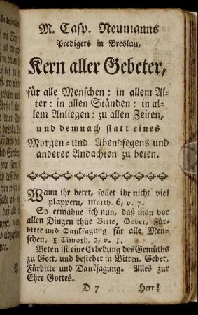 Kern aller Gebeter, für alle Menschen, in allem Alter, in allen Ständen [...]