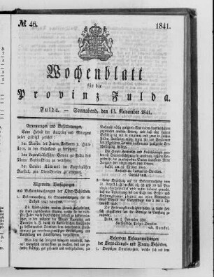 Nr. 46, Ausgabe vom 13. November 1841