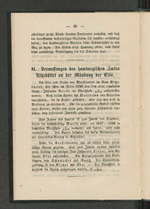H. Vermessungen des hamburgischen Amtes Ritzebüttel an der Mündung der Elbe.