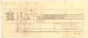 Döllgast, Hans; Marktbreit; Kirche mit Aussegnungshalle - Schnitte; Grundrisse