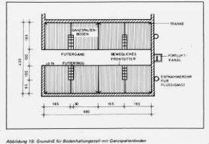 Grundriß für Bodenhaltungsstall mit Ganzspaltenboden