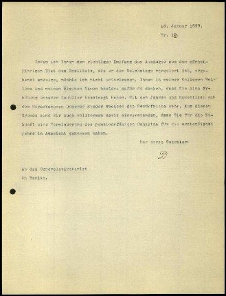 Bericht des ersten Sekretars an das General-Sekretariat