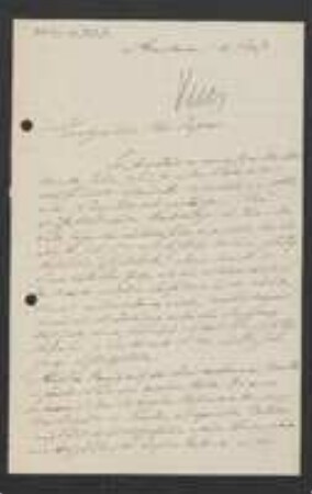Brief von Hugo de Vries an Unbekannt