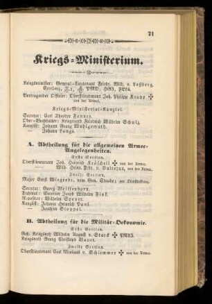 Kriegs=Ministerium.