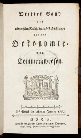 3: Wienerische Nachrichten und Abhandlungen aus dem Oekonomie- und Commerzweesen