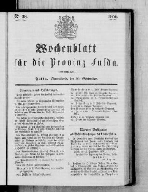 Nr. 38, Ausgabe vom 20. September 1856