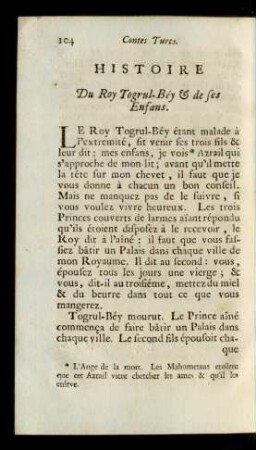Histoire Du Roy Togrul-Béy & de ses Enfans.