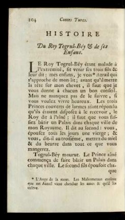 Histoire Du Roy Togrul-Béy & de ses Enfans.