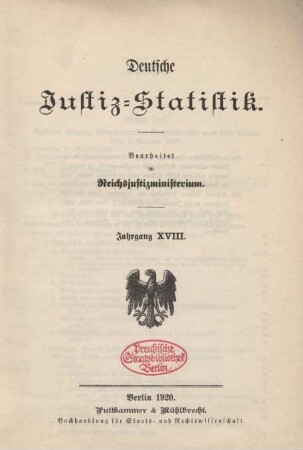 18.1920: Deutsche Justiz-Statistik