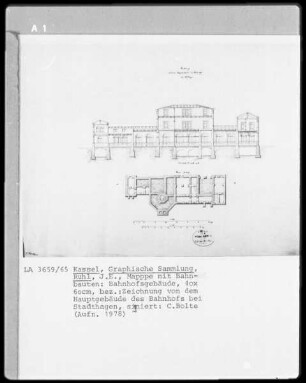 Dienstgebäude der Großherzoglichen Sachsen.Weimarschen Eisenbahn & Hauptgebäude des Bahnhofs bei Stadthagen