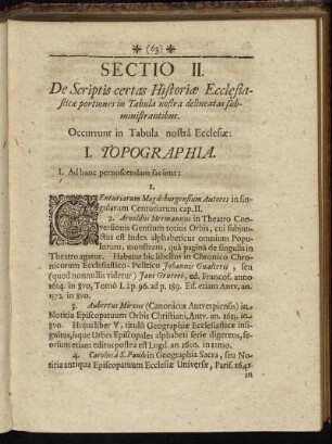 I. Topographia.