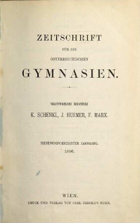 Zeitschrift für die österreichischen Gymnasien, 47. 1896