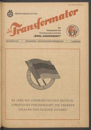 TRO-Betriebszeitung 'Der Transformator'; keine Angabe zur Ausgabenummer (12)/1951 (November 1951)