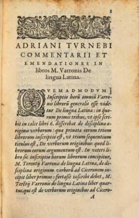 Adriani Tvrnebi Commentarii Et Emendationes In libros M. Varronis De lingua Latina