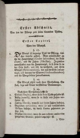 Erster Abschnitt. Von den der Pflanze zum Leben dienenden Theilen.