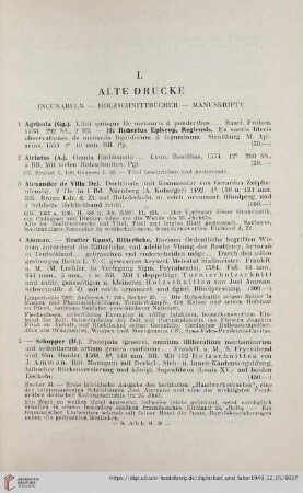 I. Alte Drucke. Incunabeln - Holzschnittbücher - Manuskripte (Nr. 1 - 78)