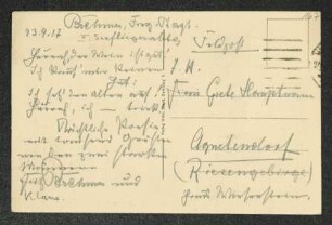 Brief von Fritz Brehmer und Unbekannt an Margarete Hauptmann