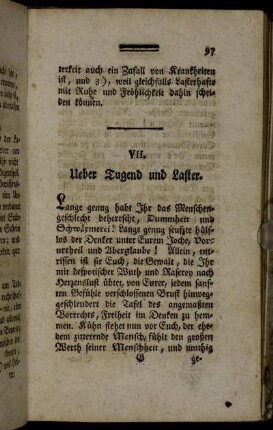 VII. Ueber Tugend und Laster