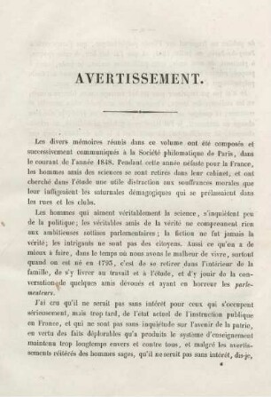 Avertissement. De l'école Polytechnique.