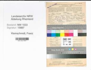 Entnazifizierung Franz Kleinschmidt , geb. 28.01.1893 (Angestellter)
