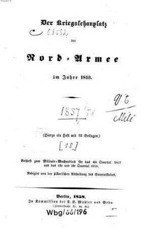 Militär-Wochenblatt. Beiheft : unabhängige Zeitschr. für d. dt. Wehrmacht. 1857/58, 1857/58