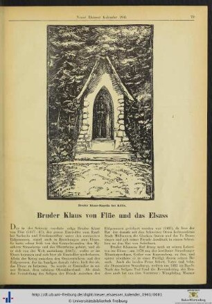 Bruder Klaus von Flüe und das Elsass.