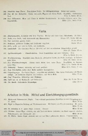 Arbeiten in Holz. Möbel und Einrichtungsgegenstände (Nr. 407-512)