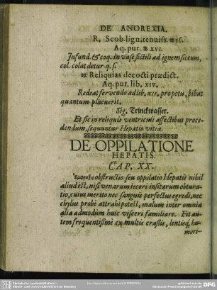 Cap. XX. De Oppilatione Hepatis