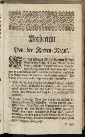Vorbericht Von der Ketten-Regul