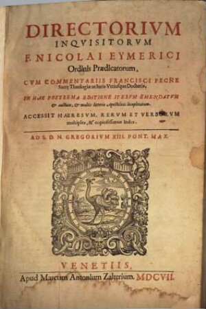 F. Nicolai Eymerici O. P. Directorium inquisitorum