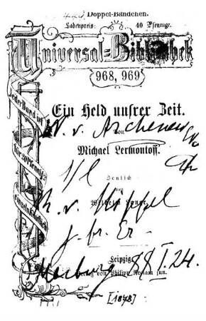 Ein Held unsrer Zeit : [Kaukasische Lebensbilder]