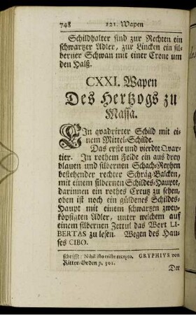 CXXI. Wapen - CXXV. Wapen.