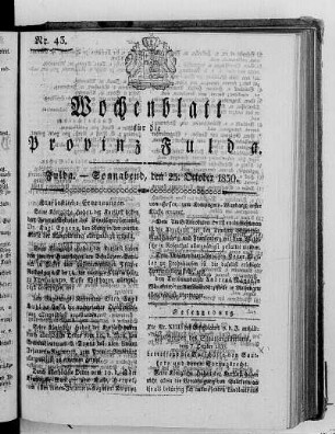 Nr. 43, Ausgabe vom 23. Oktober 1830
