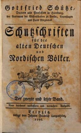 Schutzschriften für die alten Deutschen & Nordischen Völker, 2