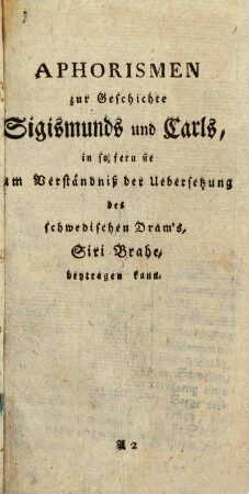 Siri Brahe, oder die Neugierigen : Ein Schauspiel in 3 Aufzügen