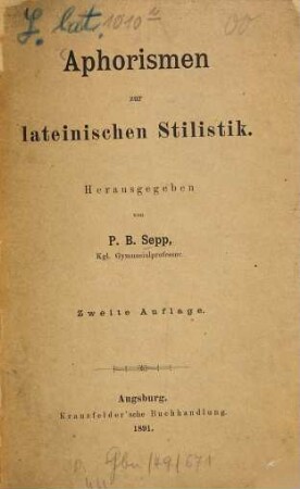 Aphorismen zur lateinischen Stilistik