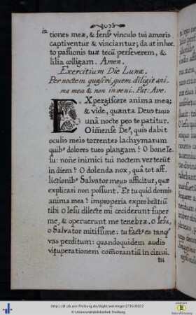 Exercitium Dies Lunae.