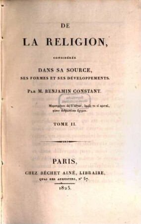 De la réligion : considérée dans sa source, ses formes et ses développements, 2