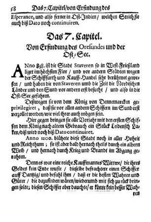 Von Erfindung des Oresundes und der Ost-See.