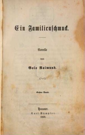Ein Familienschmuck : Novelle, 1